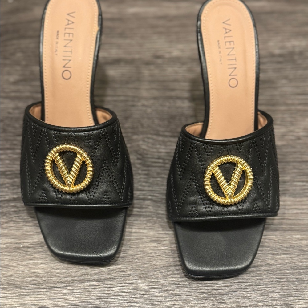 Valentino Black and Gold Women's Shoes